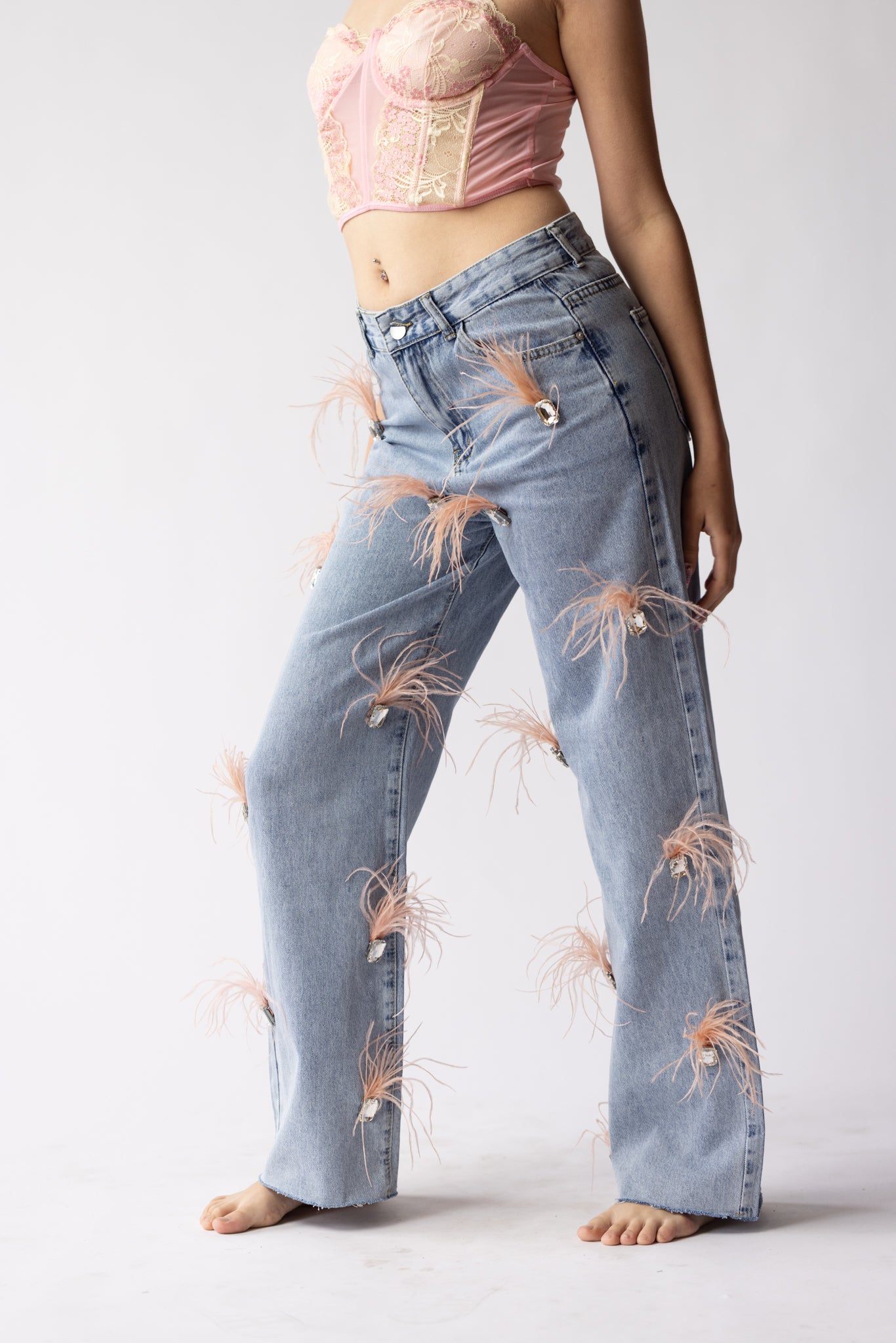 ¨PINK PLUMA¨ Denim Pants