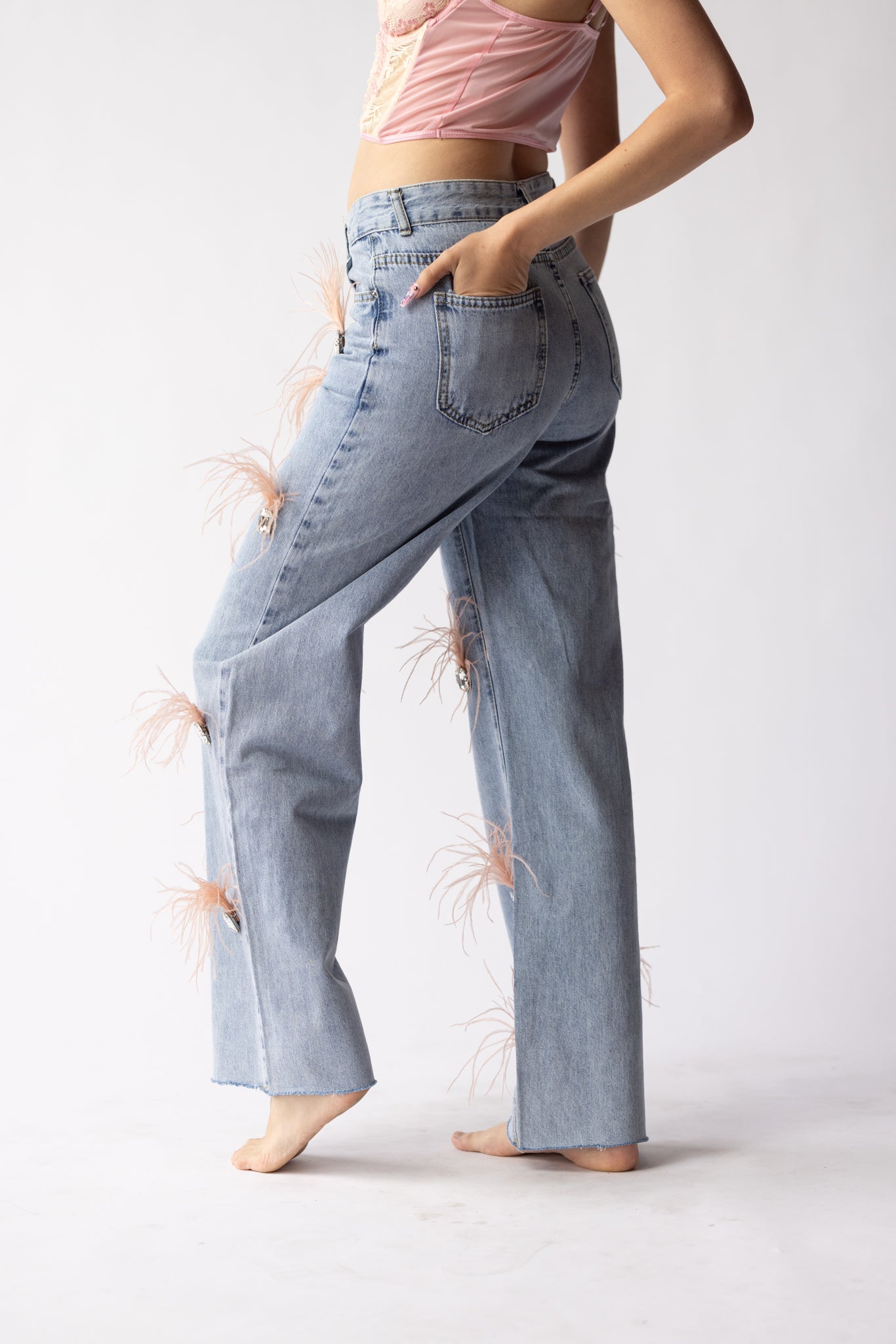¨PINK PLUMA¨ Denim Pants