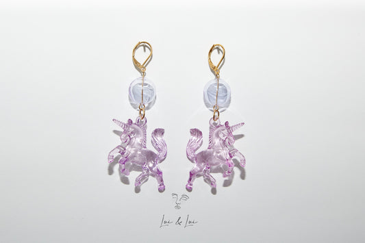 Pegasus - Unicorn Glass and Acrylic Handcrafted Earrings