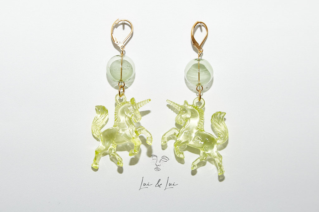 Pegasus - Pink Pony Club • Acrylic & Glass Handcrafted Earrings