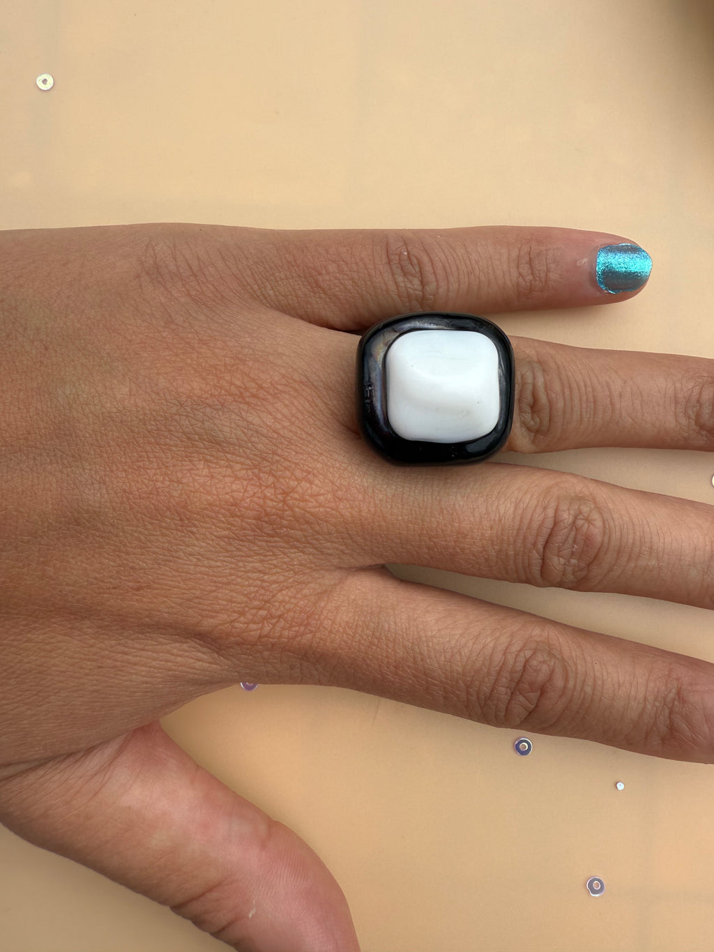 Moonstone Piramid Ring