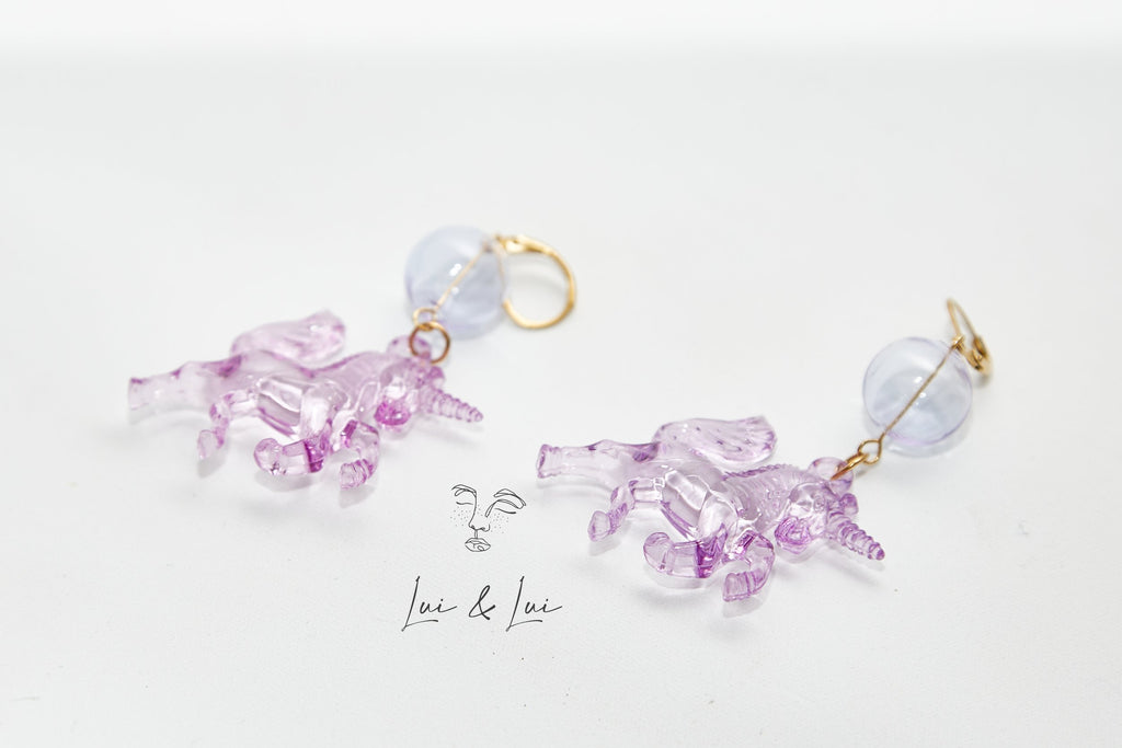 Pegasus - Pink Pony Club • Acrylic & Glass Handcrafted Earrings