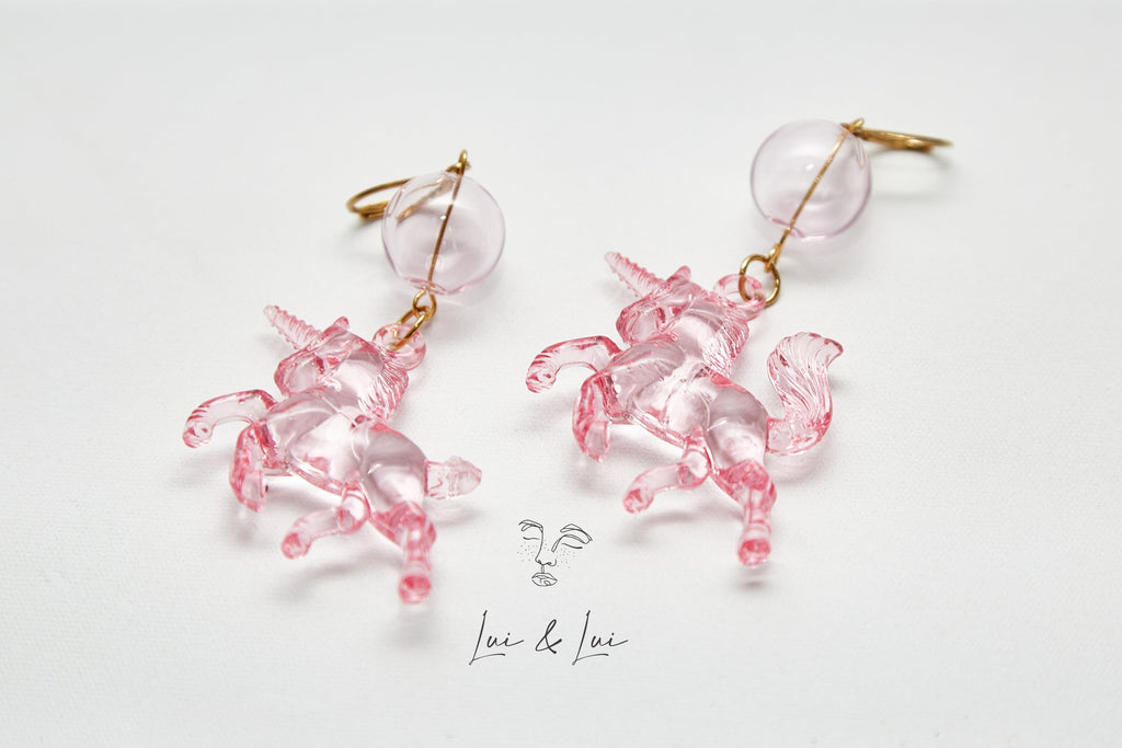 Pegasus - Pink Pony Club • Acrylic & Glass Handcrafted Earrings
