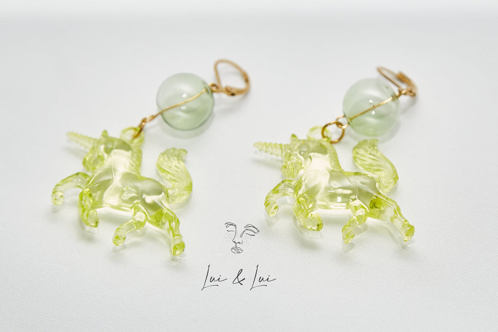 Pegasus - Pink Pony Club • Acrylic & Glass Handcrafted Earrings